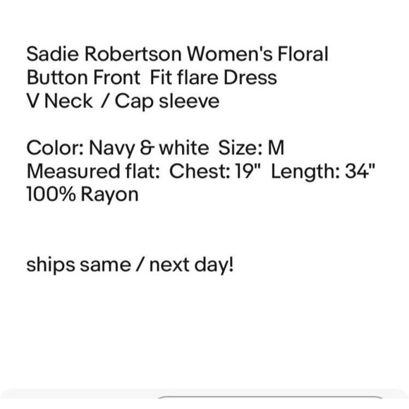 Wild Blue Sadie Robertson Womens Floral Button Front Babydoll Dress V Neck Cap S - Picture 6 of 6